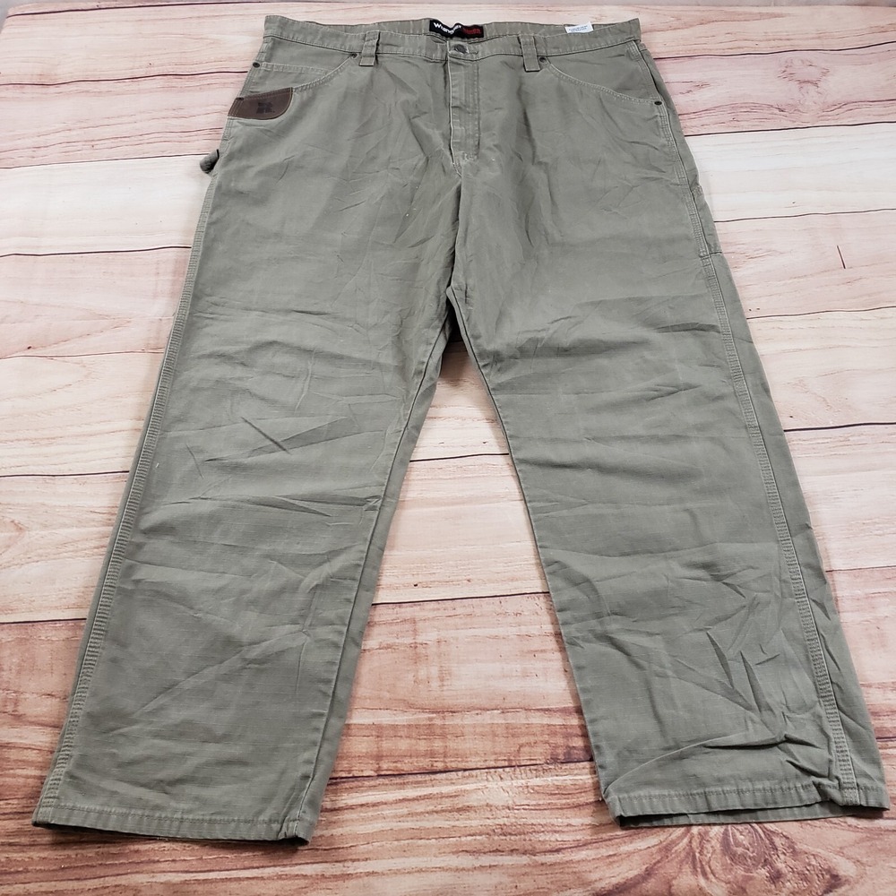 Wrangler Riggs Workwear Pants Mens 42x30 Beige Straight Chino Outdoor Adult *